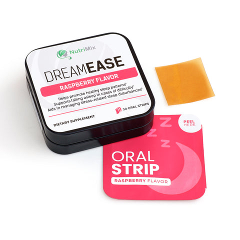 DreamEase raspberry melatonin & botanicals for deep, restorative sleep and energized mornings.