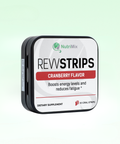 NutriMix REVVSTRIPS Cranberry Flavor dietary supplement on a light green background