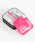 Pink oral strip packaging with 'DreamEas' branding on a white background