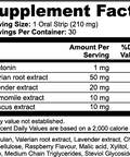 Supplement label with ingredients and serving size information