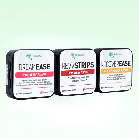 NutriMix Revive and Thrive Bundle 'DREAMEASE', 'REVSTRIPS', and 'RECOVEREASE'